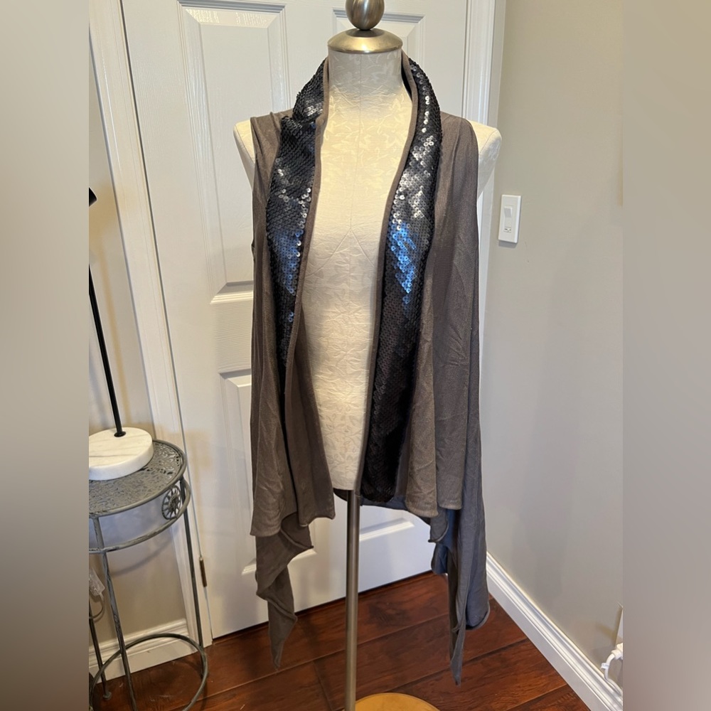 Dream society gray sequin knit vest